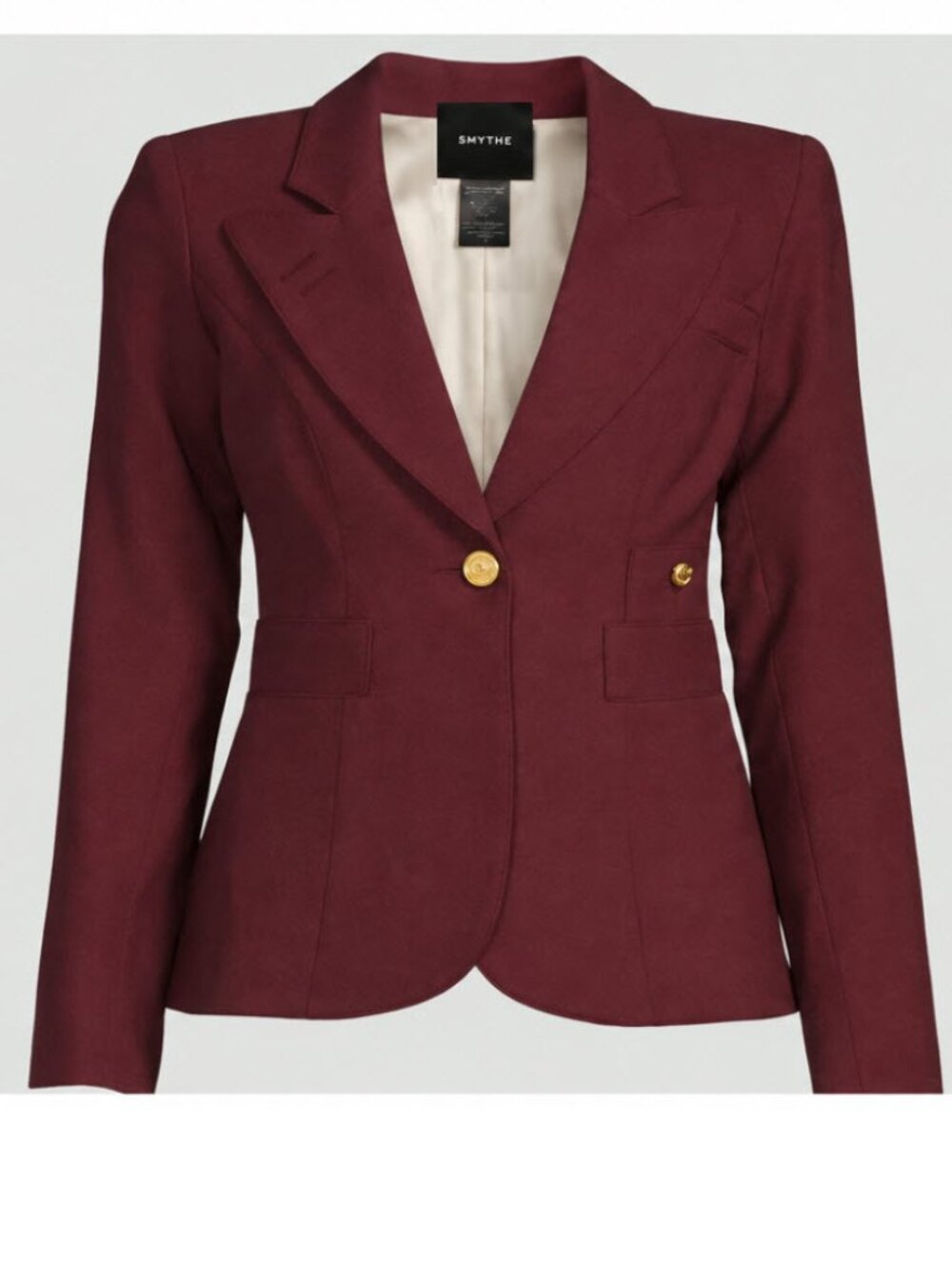 Smythe Duchess Wool Blazer Burgundy Brass Hardware 4 Equestrian Designer Chic